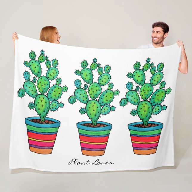 Cobertor De Velo Linda Cactus Watercolor Em Belo Pote (In Situ)