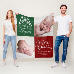 Cobertor De Velo Linda Foto de Natal Personalizada Família Vermelha