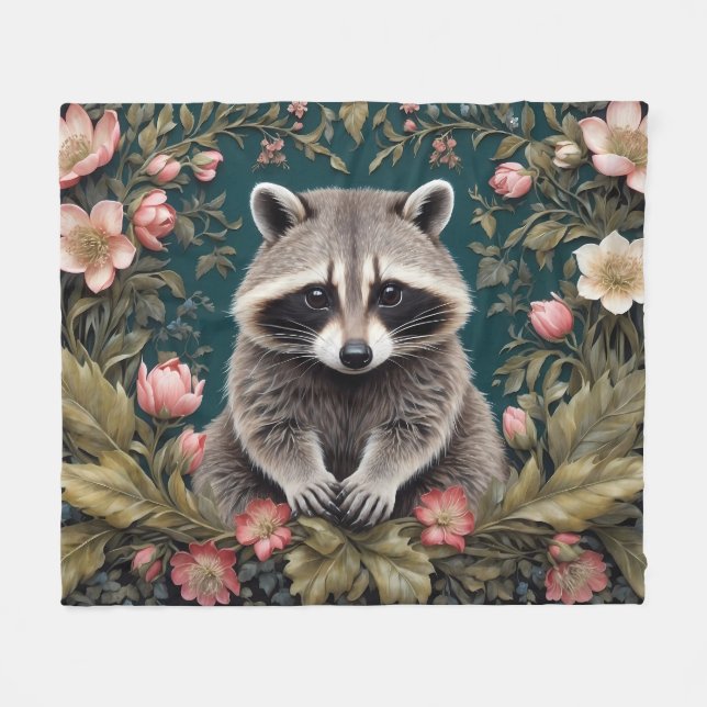 Cobertor De Velo Linda Racoon Pink Floral (Frente (Horizontal))