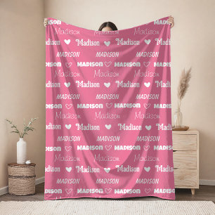 Cobertor De Velo Linda rosa cor-de-rosa repetindo nome personalizad