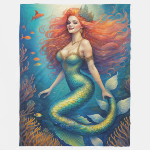 Cobertor De Velo Linda Sereia de Cabelo Vermelho
