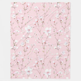 Cobertor De Velo Lindas Flores Brancas Rosa