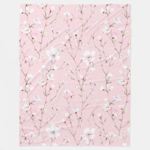 Cobertor De Velo Lindas Flores Brancas Rosa