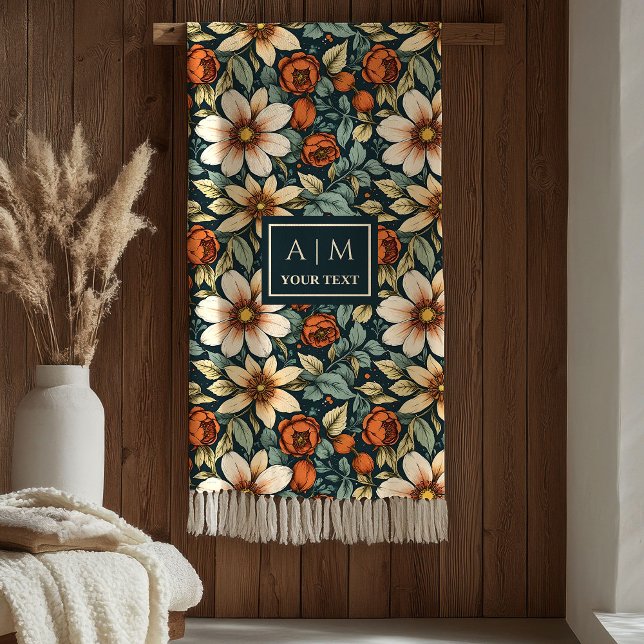 Cobertor De Velo Lindas Flores de Outono Manto de Sage Oliva Cobre  (Lovely Fall Flowers Sage Olive Copper Rust Blanket

)