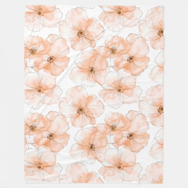 Cobertor De Velo Lindas Flores de Pêssego (Frente)