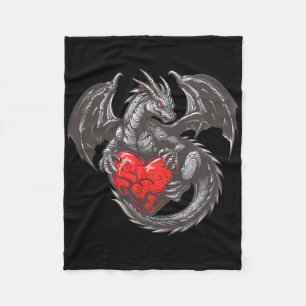Cobertor De Velo Lindo Dragão com Roupa de Grande Coração Vermelho