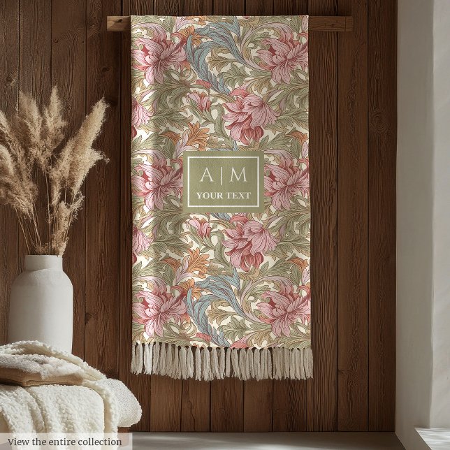 Cobertor De Velo Lindo estilo Morris jogador floral personalizado (Beautiful Morris style personalized floral throw)