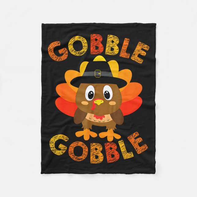 Cobertor De Velo Lindo Gobble Gobble Peru Lgrim Meninos Obrigado (Frente)