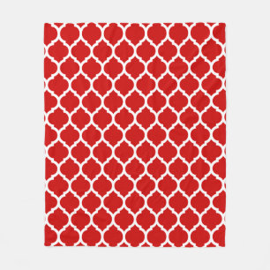 Cobertor De Velo Lindo Padrão Quatrefoil Marroquino Vermelho e Bran