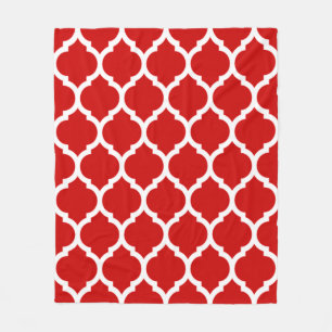 Cobertor De Velo Lindo Padrão Quatrefoil Marroquino Vermelho e Bran