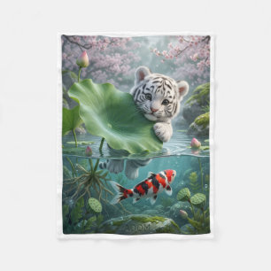Cobertor De Velo Lindo Pequeno Tigre Branco Nadando Na Água Naturez