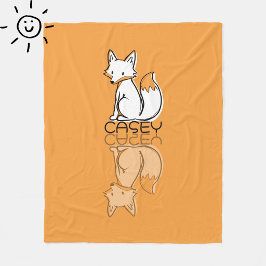 Cobertor De Velo Lindo Raposo Laranja Reflexo Doodle Nome Personali