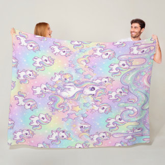 Cobertor De Velo Lindo Unicórnio Kawaii Arco-íris Pastel Mágico