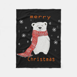 Cobertor De Velo Lindo Urso Polar Cachecol Feliz Natal Xmas Férias