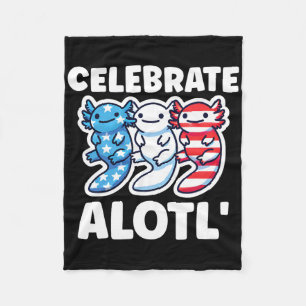 Cobertor De Velo Lindos Axolotls Americanos 4 De Julho Vermelho Azu