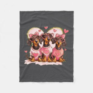 Cobertor De Velo Lindos Dachshund Corações de São Valentim Amantes