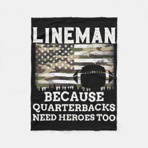 Cobertor De Velo Lineman Football Gift Patriotic American Flag Camo