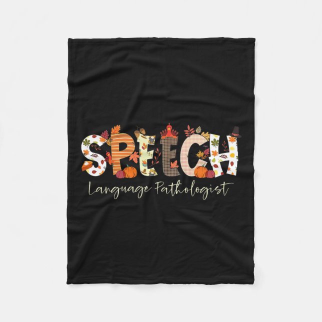 Cobertor De Velo Linguagem de fala Patologista Slp Pumpkin Fall Obr (Frente)