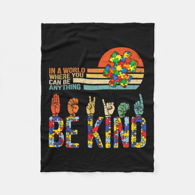 Cobertor De Velo Linguagem de Sinal de Mão Asl Quebra-cabeça Autism (Frente)