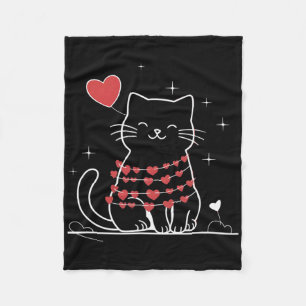 Cobertor De Velo Linha Coração Gato Dia dos Namorados Animal Pet Am