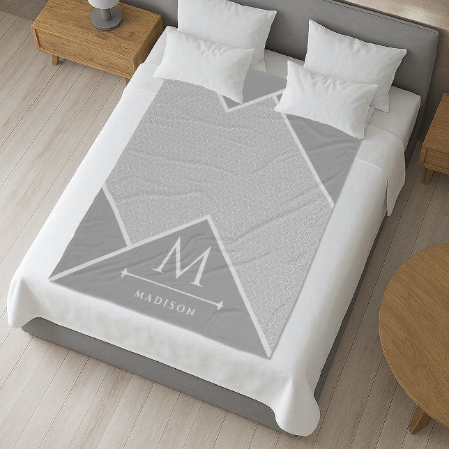 Cobertor De Velo Linhas Curvas de Onda Geométrica Negra e Cinza Mod (Criador carregado)