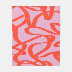 Cobertor De Velo Linhas Retro Rosa Rosa Modernas Formas de Pincel A