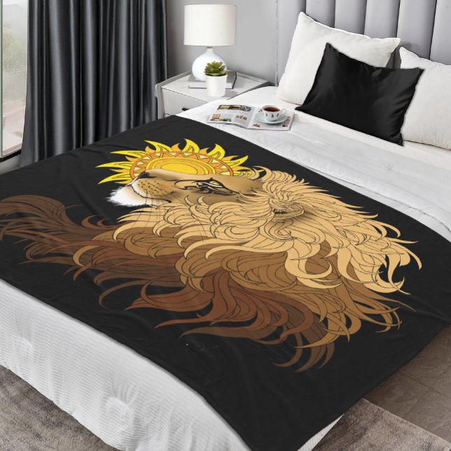 Cobertor De Velo Lion Black Yellow Mandal Sun (Criador carregado)