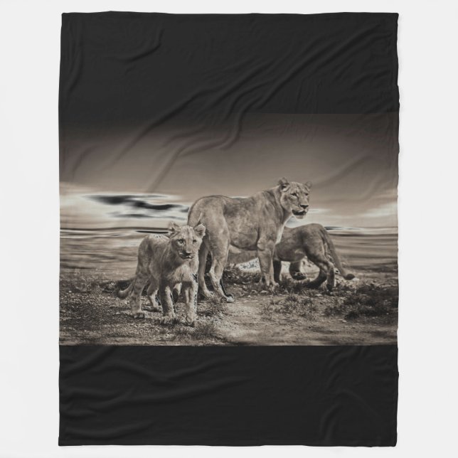 Cobertor De Velo Lion Fleece Blanket (Frente)