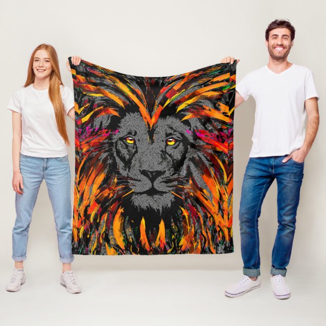 Cobertor De Velo Lion Fleece Blanket | Peão de Leão Laranja Escuro (In Situ)