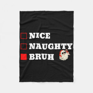 Cobertor De Velo Lista de Natal Divertida Nice Naughty Bruh