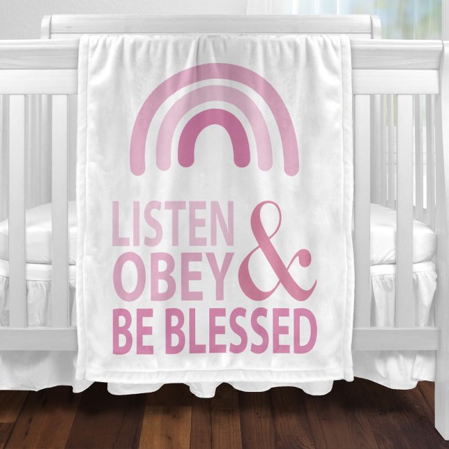 Cobertor De Velo Listen Obey and Be Blessed  (Criador carregado)