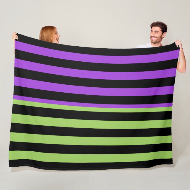 Cobertor De Velo Listra de Halloween Verde Roxo e Preto  (In Situ)
