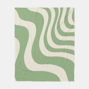 Cobertor De Velo Listra Ondulada Verde Abstrata Moderna Primavera V