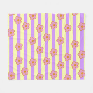 Cobertor De Velo Listra Roxo Amarelo Floral Tropical Botânico