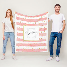 Cobertor De Velo Listras de Lâmpada Rosa | Faux Dourada Confetti Mo