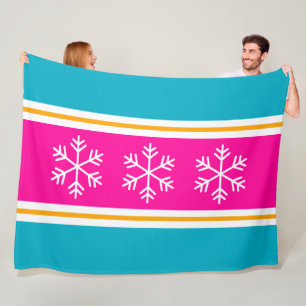 Cobertor De Velo Listras de neve rosa elegante médio verde aqua bra