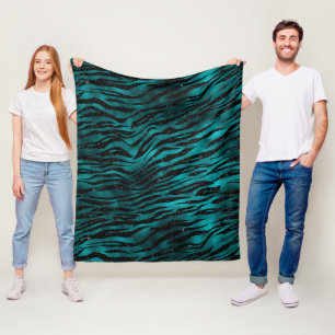 Cobertor De Velo Listras de Tigre com Glitter Glam em Ombre Verde A