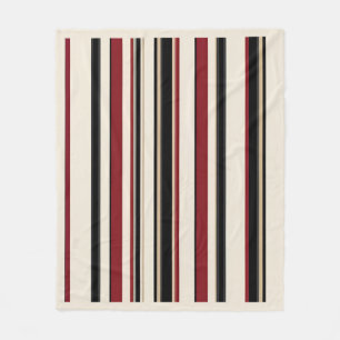 Cobertor De Velo Listras Elegantes Preto Vermelho Creme