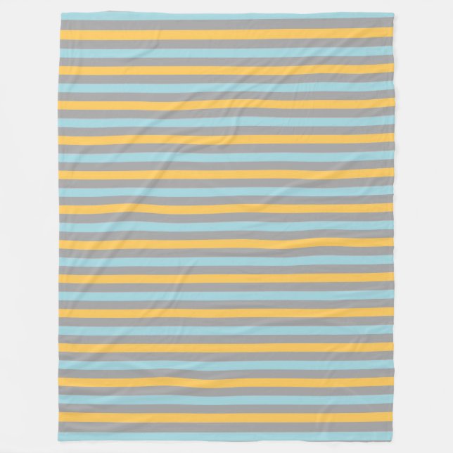 Cobertor De Velo Listras Horizontais Turquesa, Cinza e Amarelo (Frente)