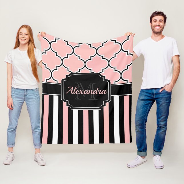 Cobertor De Velo Listras Rosa e Quatrefoil (In Situ)