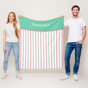 Cobertor De Velo Listras Rosa Verde Limão Nome