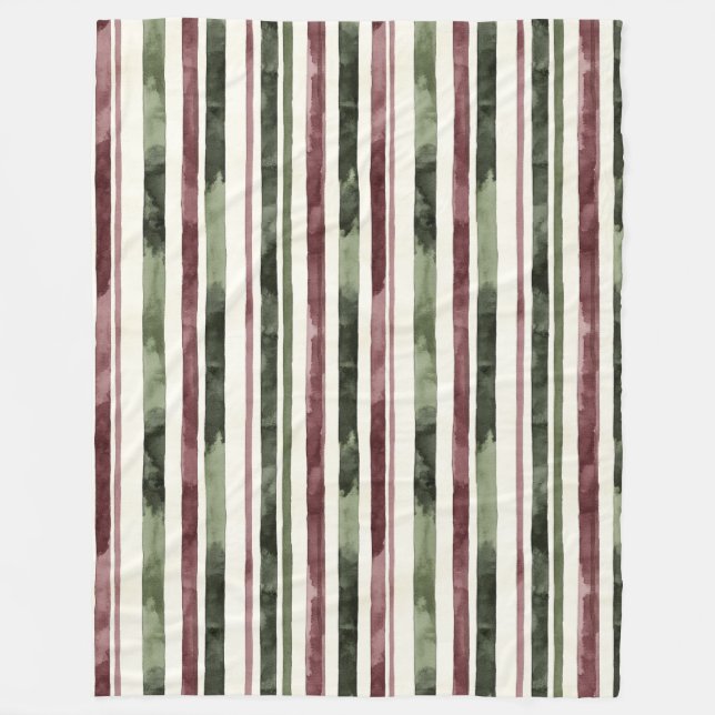 Cobertor De Velo Listras Vermelhas Burgundy Verde Creme   (Frente)