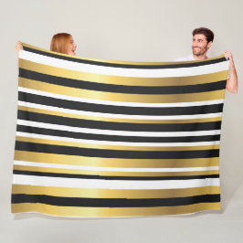 Cobertor De Velo Listras Vintage Preto, Dourado e Branco