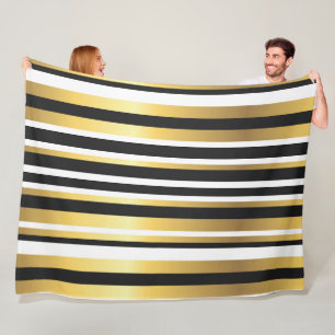 Cobertor De Velo Listras Vintage Preto, Dourado e Branco