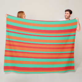 Cobertor De Velo Listras Vintage Vermelho, Laranja e Turquesa