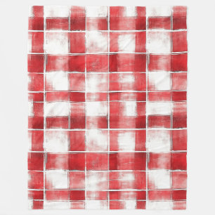 Cobertor De Velo Listras Xadrez Vermelho Branco  