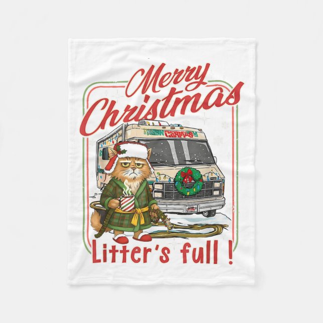 Cobertor De Velo Litter's Full Merry Christmas Funny Cat Lovers Hol (Frente)