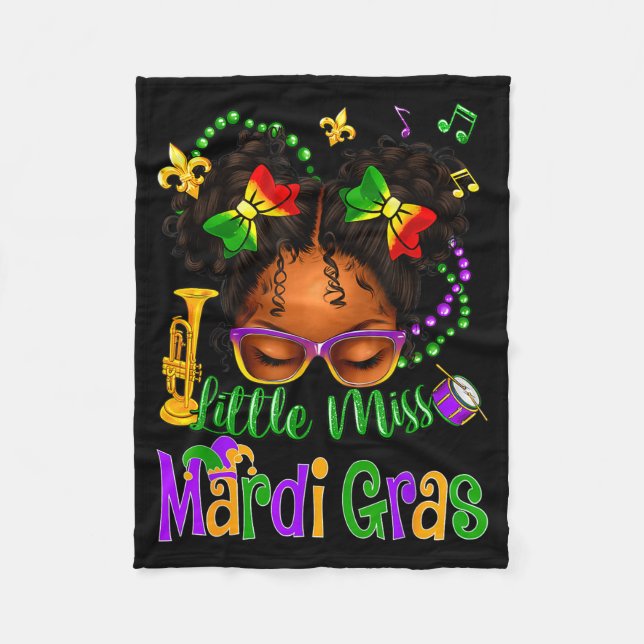 Cobertor De Velo Little Miss Mardi Gras Bow Girls Kids New Orleans  (Frente)
