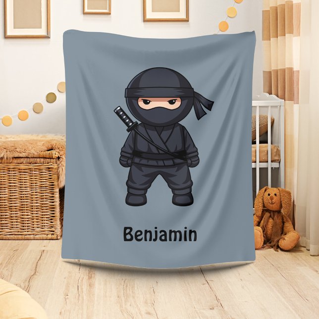 Cobertor De Velo Little Ninja Custom Name Grey (Criador carregado)