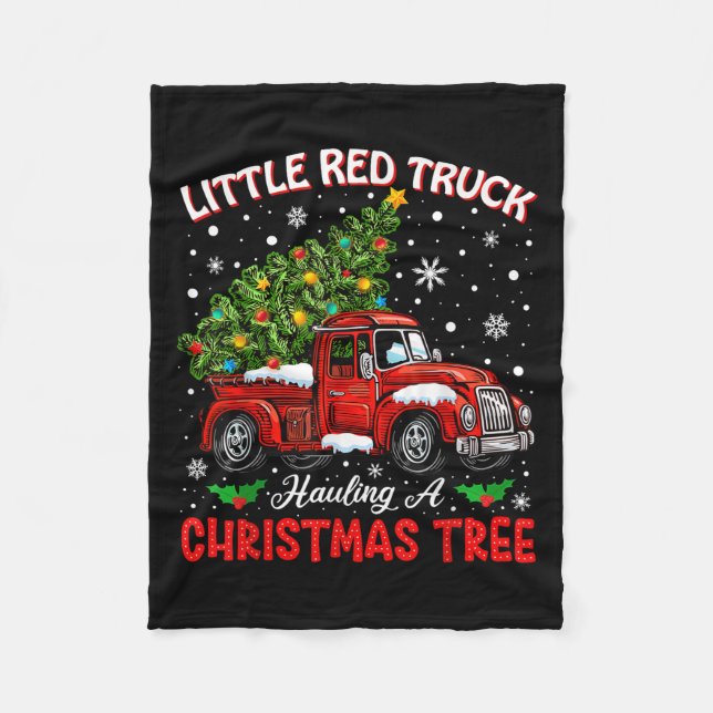 Cobertor De Velo Little Red Truck Hauling A Christmas Tree  (Frente)